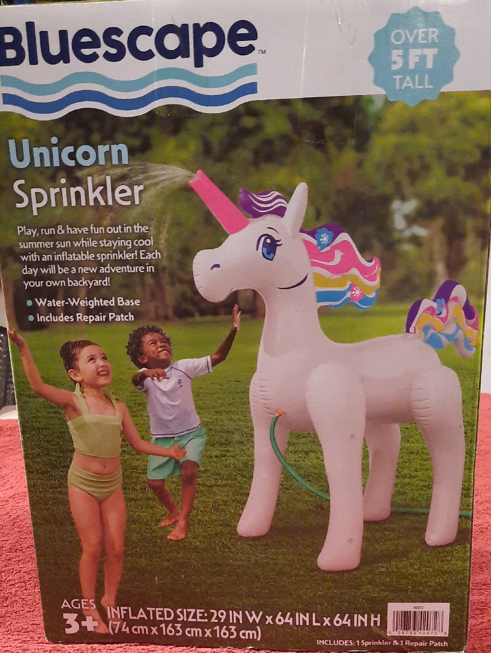 Kids Bluescape Unicorn Inflatable Sprinkler - White with Rainbow Mane